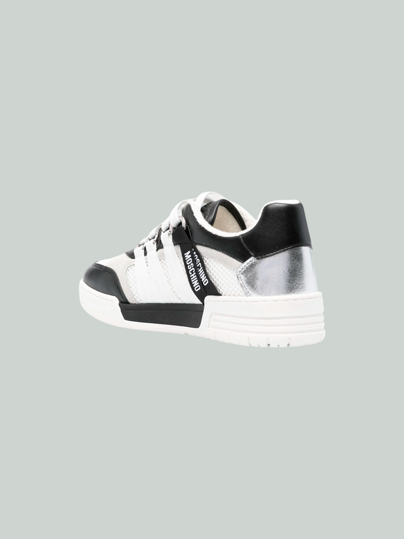 Zapatos Moschino franja logo plateado